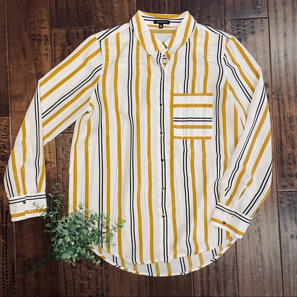 Dynamite Mustard Stripe Blouse - Picture 1 of 7
